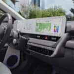 The interior of the 2023 Hyundai IONIQ 5 showing its infotainment system