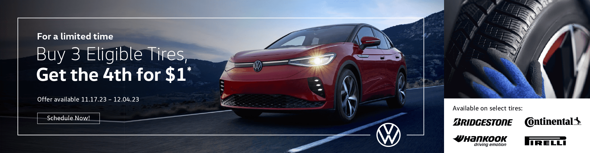 Limited Time Buy 3 eligible tires, get the 4th for $1