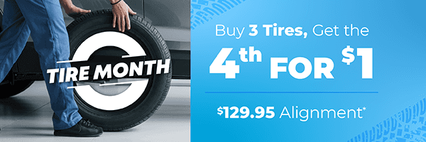 Buy 3 tires, get the 4th for $1, $129.95 alignment
