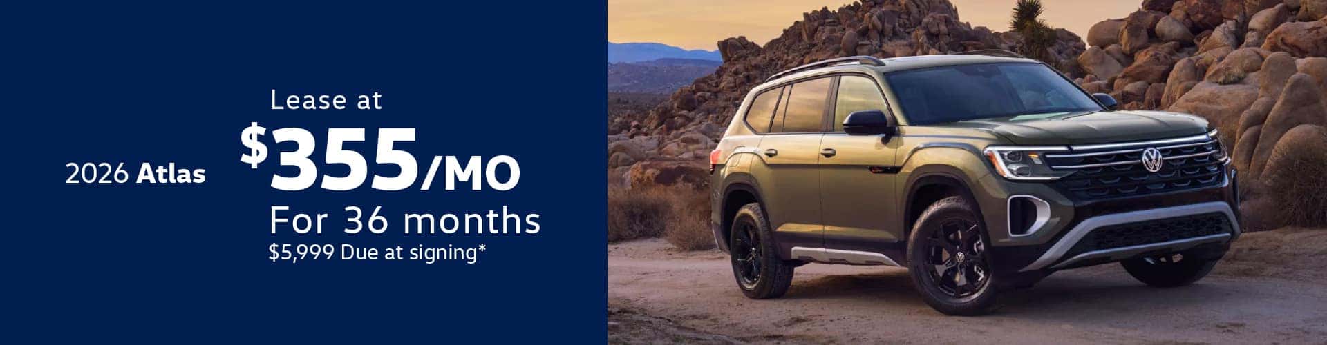 2026 Volkswagen Atlas: Lease for $355/month for 36 months*