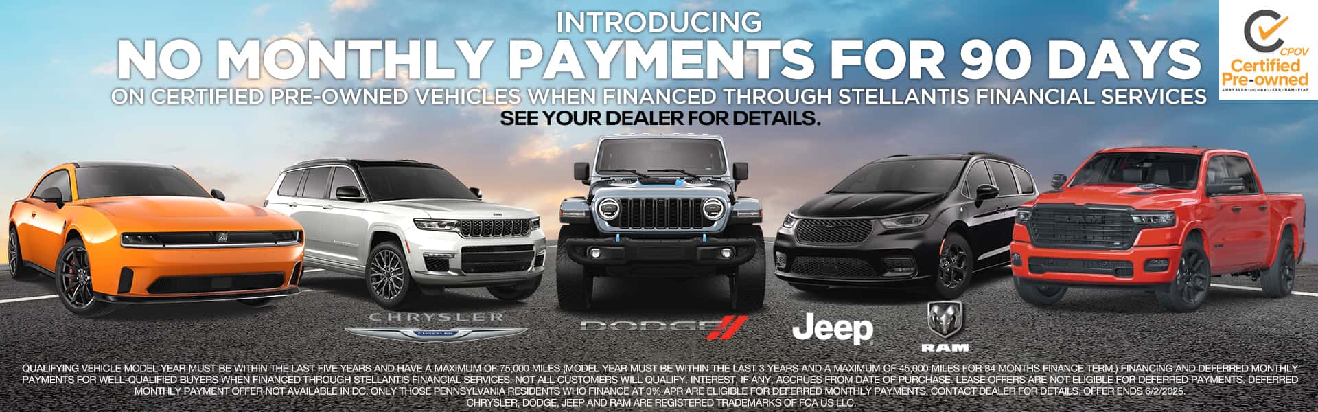 No payments for 90 days on Low Payment King certified pre-owned vehicles