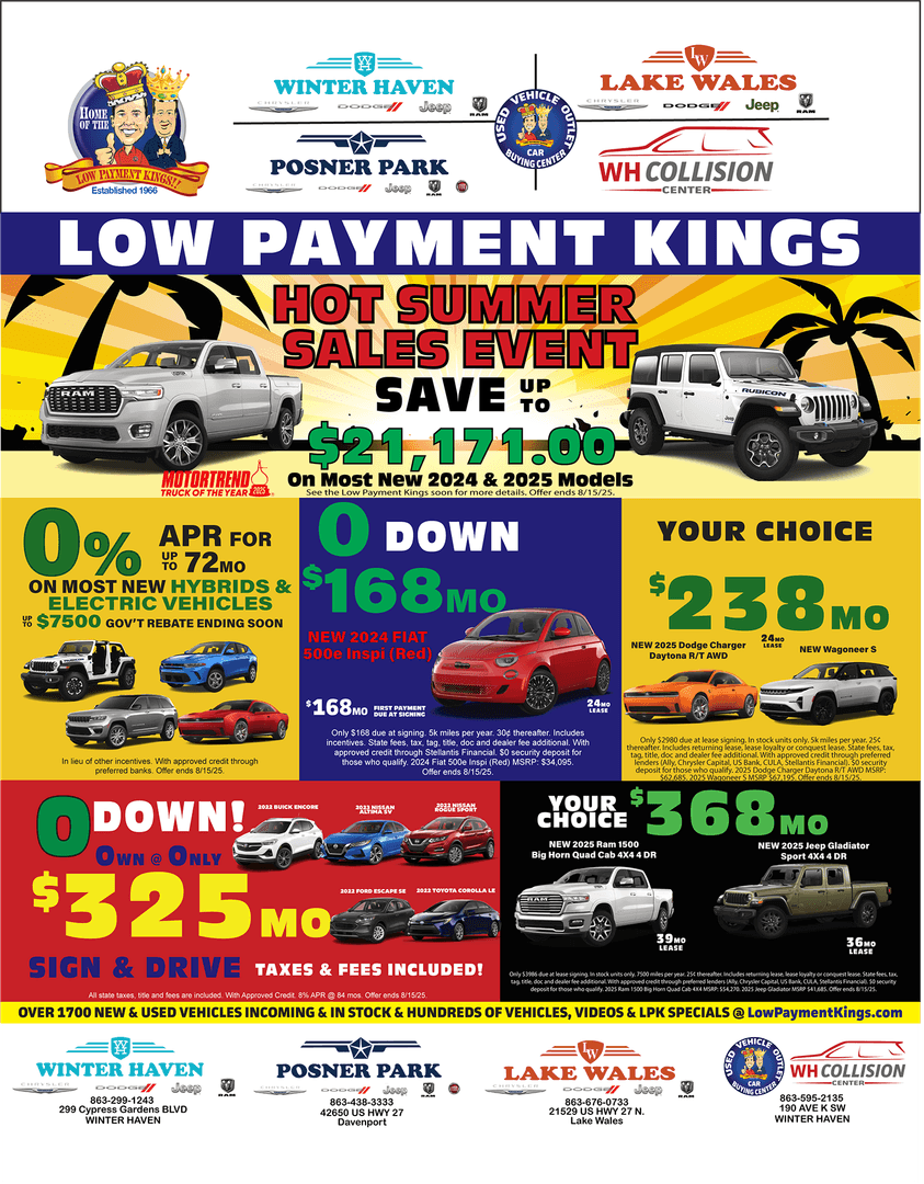 Low Payment Kings Special Deals July 2025