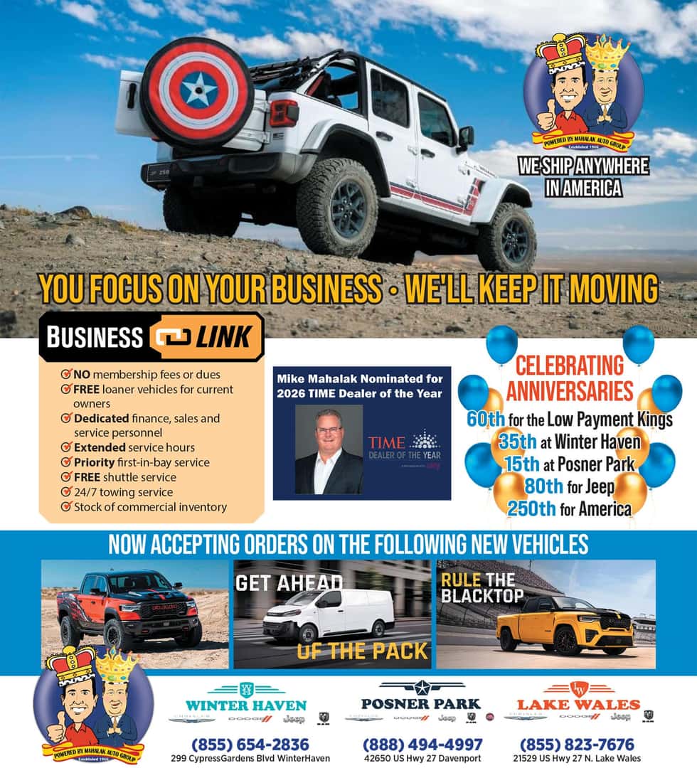 Captain America Jeep Wrangler with business owner benefits with BusinessLink exciting anniversaries and exciting new models that you can reserve: Ram Rumble Bee 2027 Ram TRX the all new Ram ProMaster van