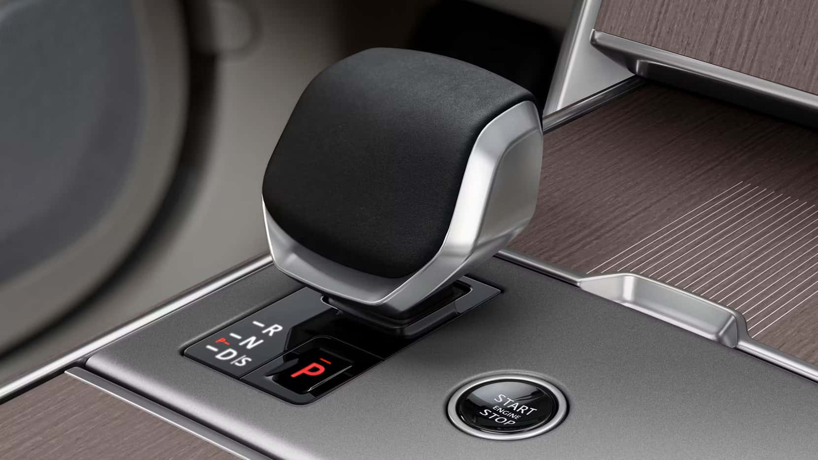 the gear shifter knob of a 2025 range rover