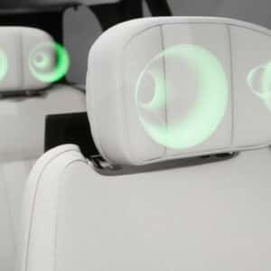 sound display on the headrests of a 2025 range rover