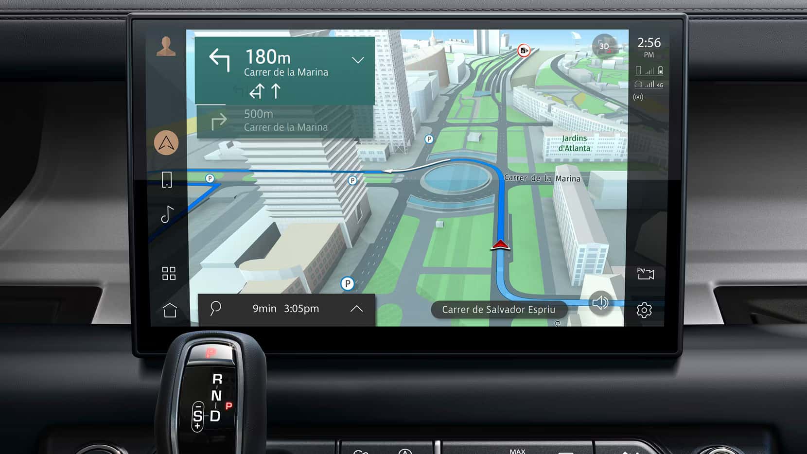 infotainment screen in a defender 90 featuring navigation