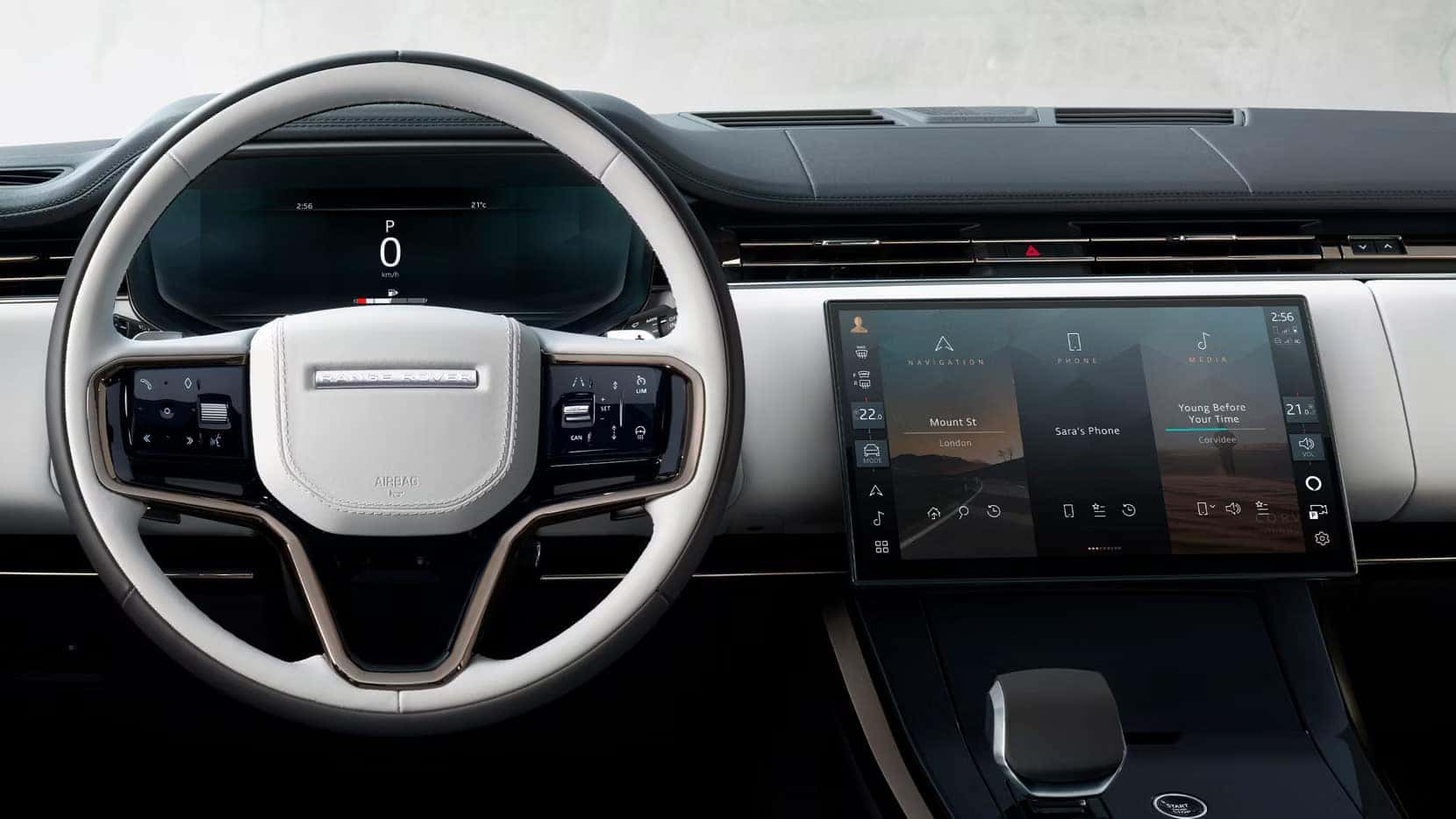 an interior view of the infotainment system in the range rover sport