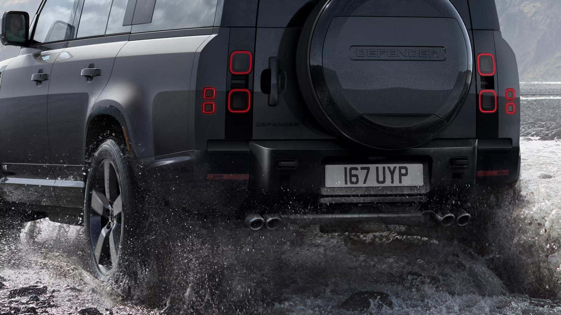 2026 Defender 130 Driving through a puddle of water