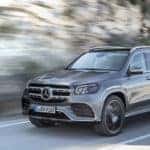 2020 Mercedes-Benz GLS SUV on highway banner