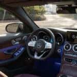 Interior view of 2019 C-Class steering wheel and dashboard