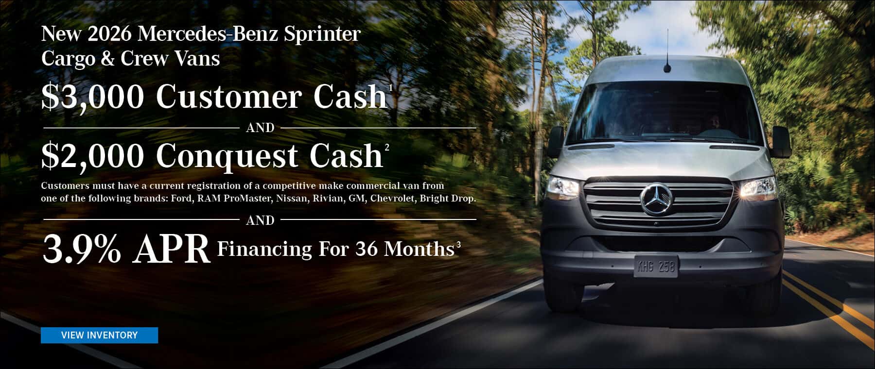 3.9% APR + $5,000 in savings on New 2026 Sprinter Cargo and Crew Vans