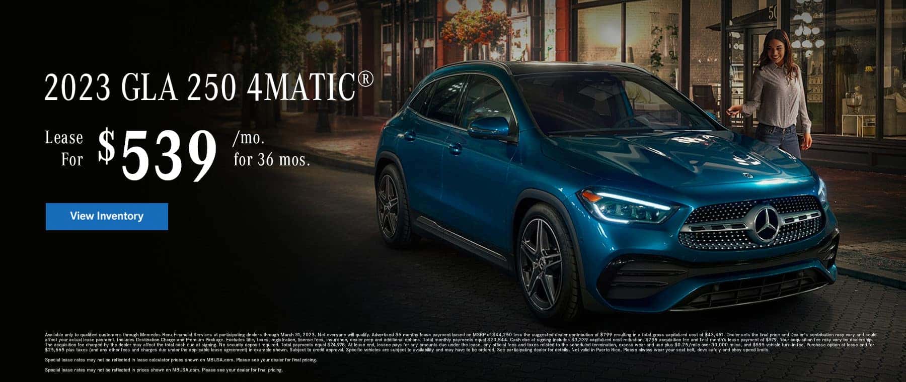 2023 GLA250 4MATIC: $539/mo for 36 months