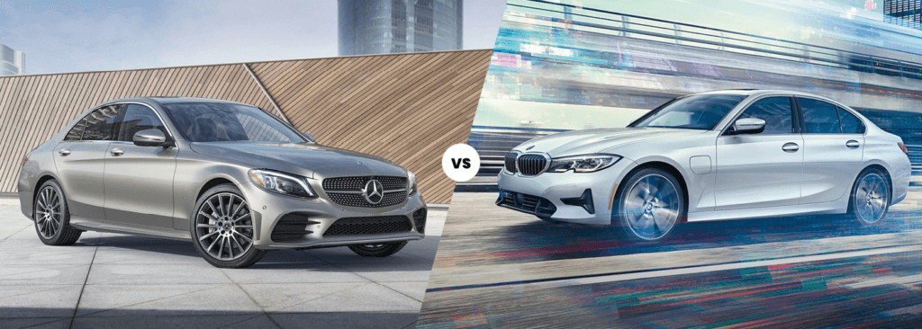 Exterior view of the 2021 Mercedes-Benz C-Class vs 2021 BMW 3 Series