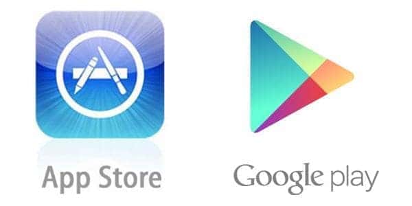 logos of App Store and Google Play