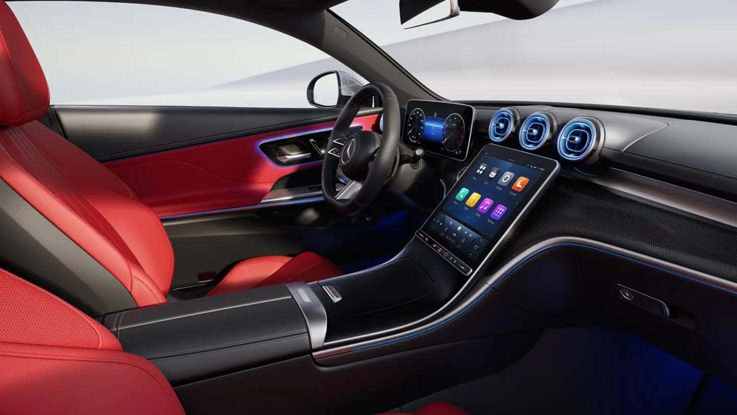 Red Mercedes CLE Interior