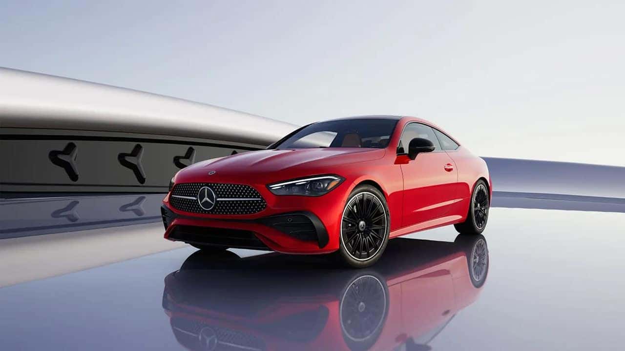 red mercedes-benz cle coupe