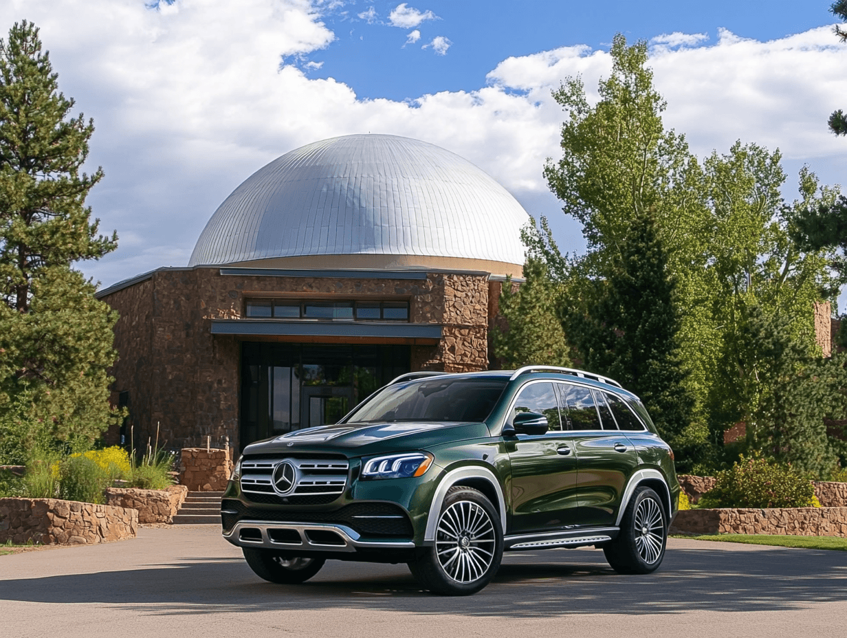 2025 mercedes benz gls suv parked in front of the lowell obseratory in flagstaff arizona