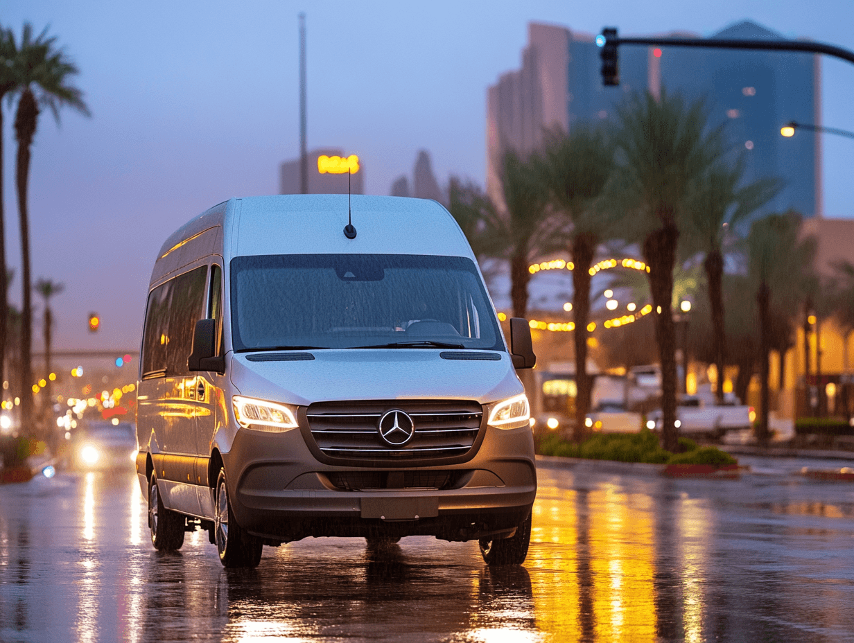 mercedes-benz sprinter passenger van driving through phoenix arizona