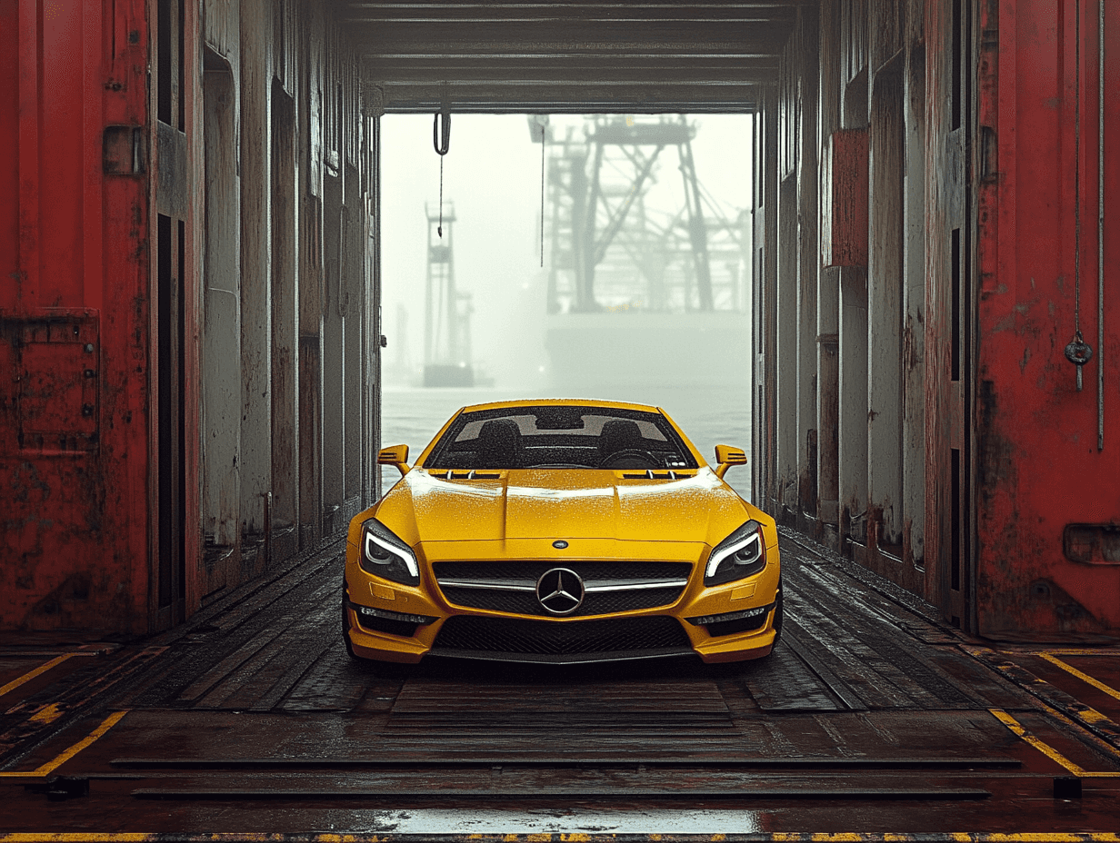 yellow Mercedes-Benz SL Roadster