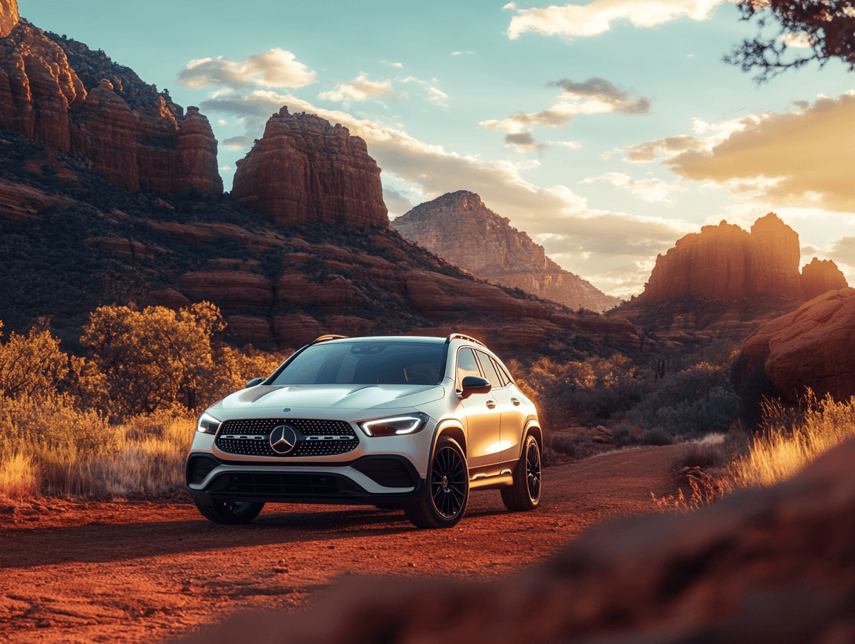 White Mercedes-Benz GLA Cathedral Rock Arizona