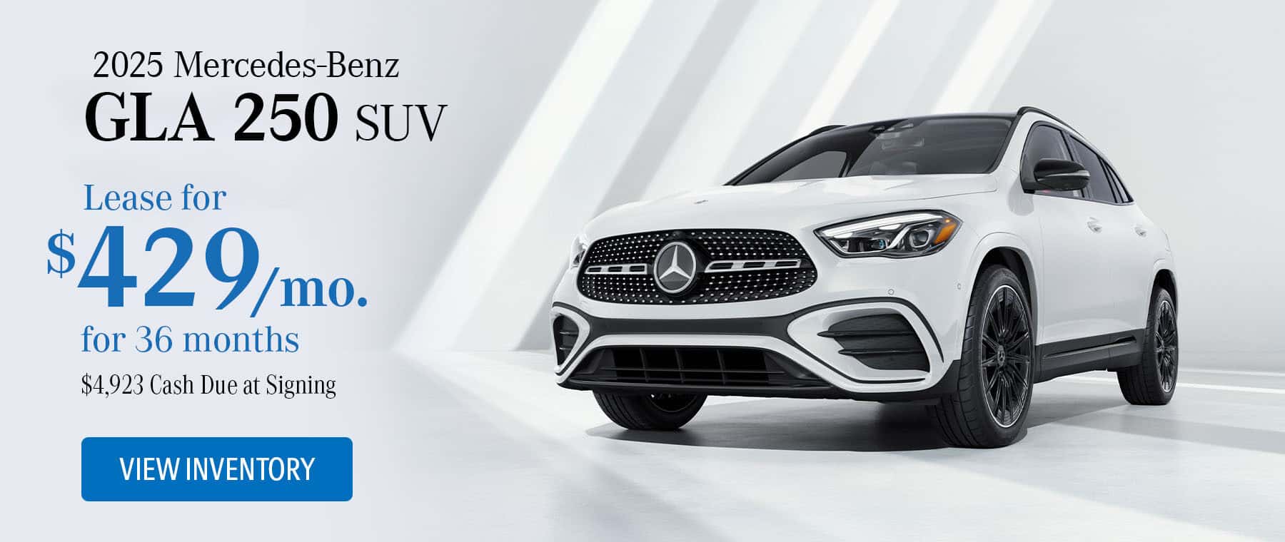 Enjoy enhanced lease pricing on the 2025 GLA 250 SUV