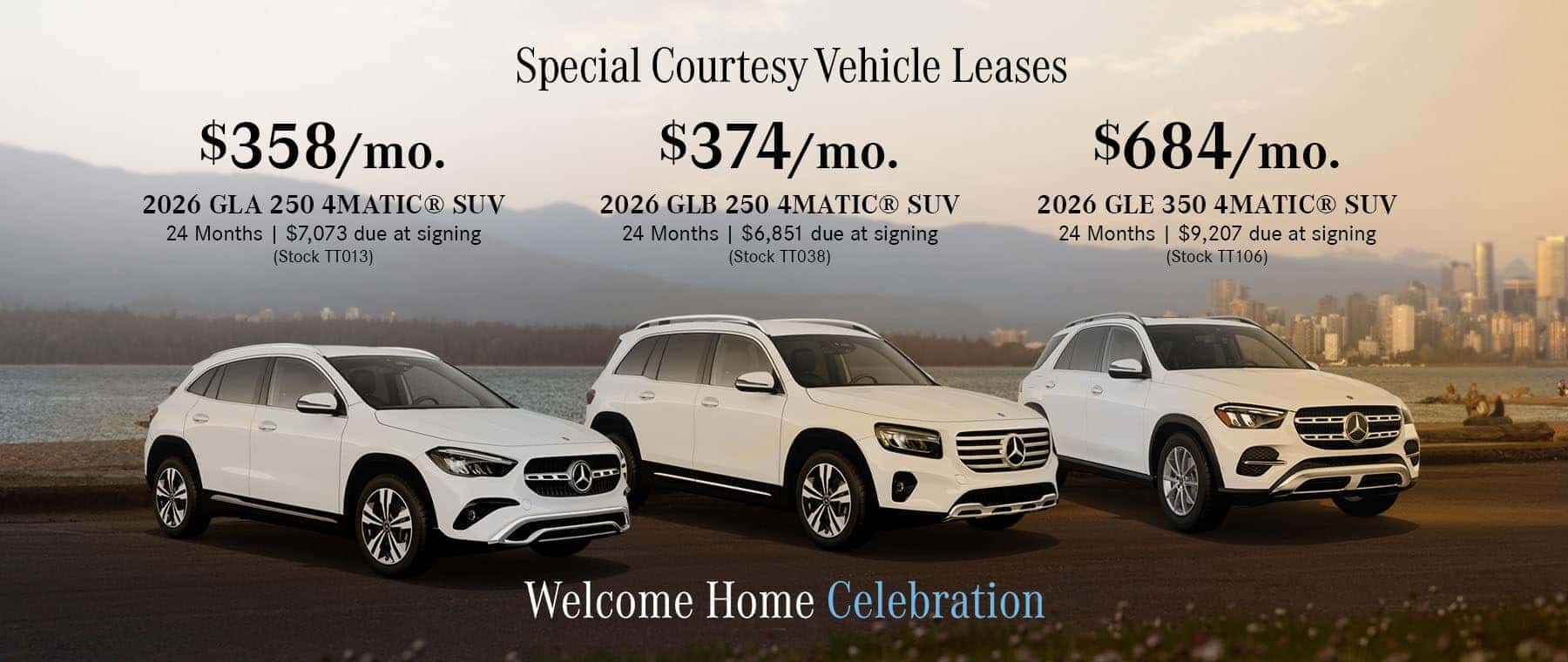 Enjoy exclusive lease specials on select Courtesy Vehicles at Mercedes-Benz of Knoxville