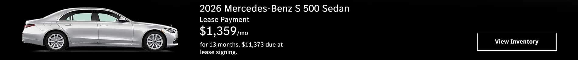 May 2026 - Mercedes-Benz S500 Lease Special