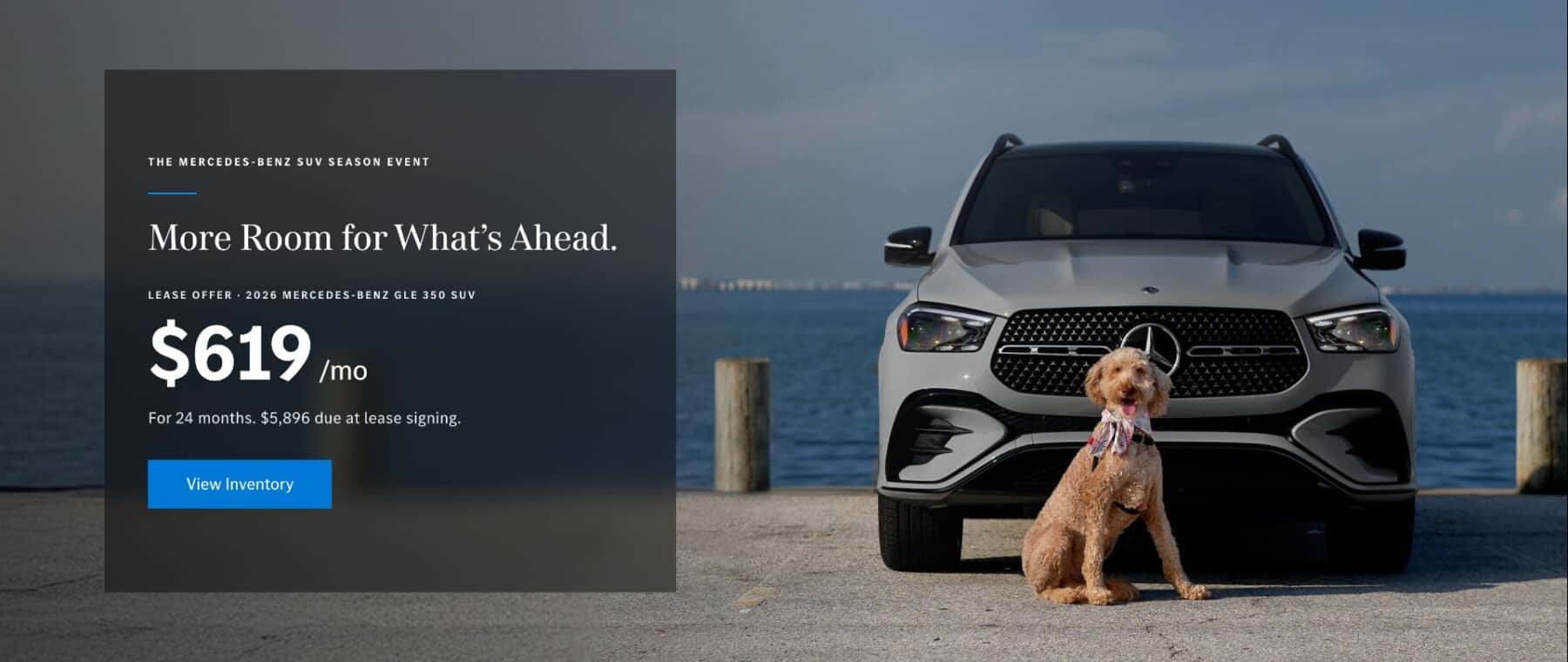 2026 Mercedes-Benz GLE 350 SUV lease special at Mercedes-Benz of Myrtle Beach during the Mercedes-Benz SUV Season Event.