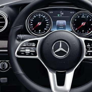 Steering wheel of a Mercedes E-Class