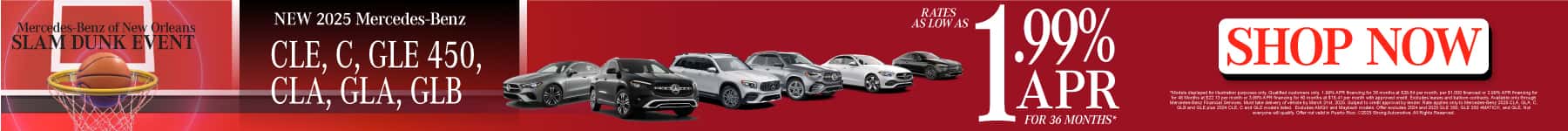 New 2025 Mercedes-Benz CLE/C/GLE450/CLA/GLA/GLB Models Rates as Low as 1.99% for 36 Months