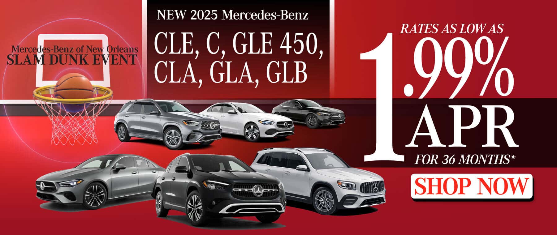 New 2025 Mercedes-Benz CLE/C/GLE450/CLA/GLA/GLB Models Rates as Low as 1.99% for 36 Months