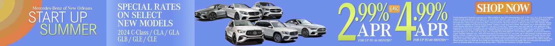 Specials Rates on Select New Models - 2024 C-Class / CLA / GLA / GLB / GLE / CLE 2.99% APR up to 36 mos. or 4.99% up to 60 mos.*