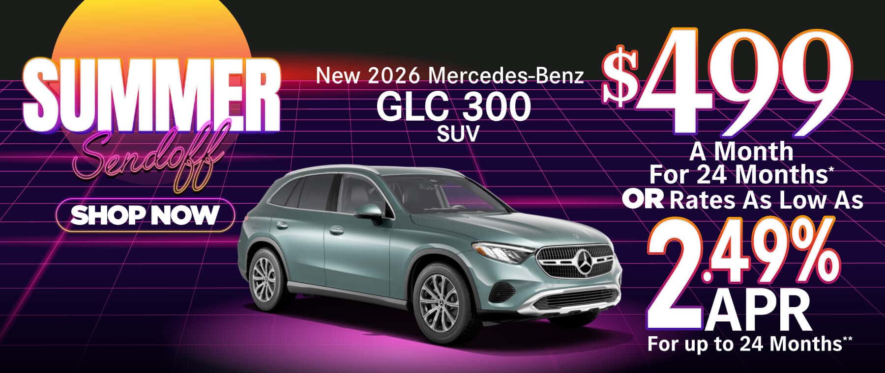 New 2026 Mercedes-Benz GLC 300 SUV Lease for $499/Mo. for 24 Mo.* or Rates As Low As 2.49% APR for up to 24 months**