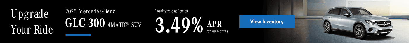 2025 GLC 300 4MATIC SUV Loyalty rate as low as 3.49% for 48 Months.
