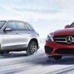 Mercedes Benz driving in snow