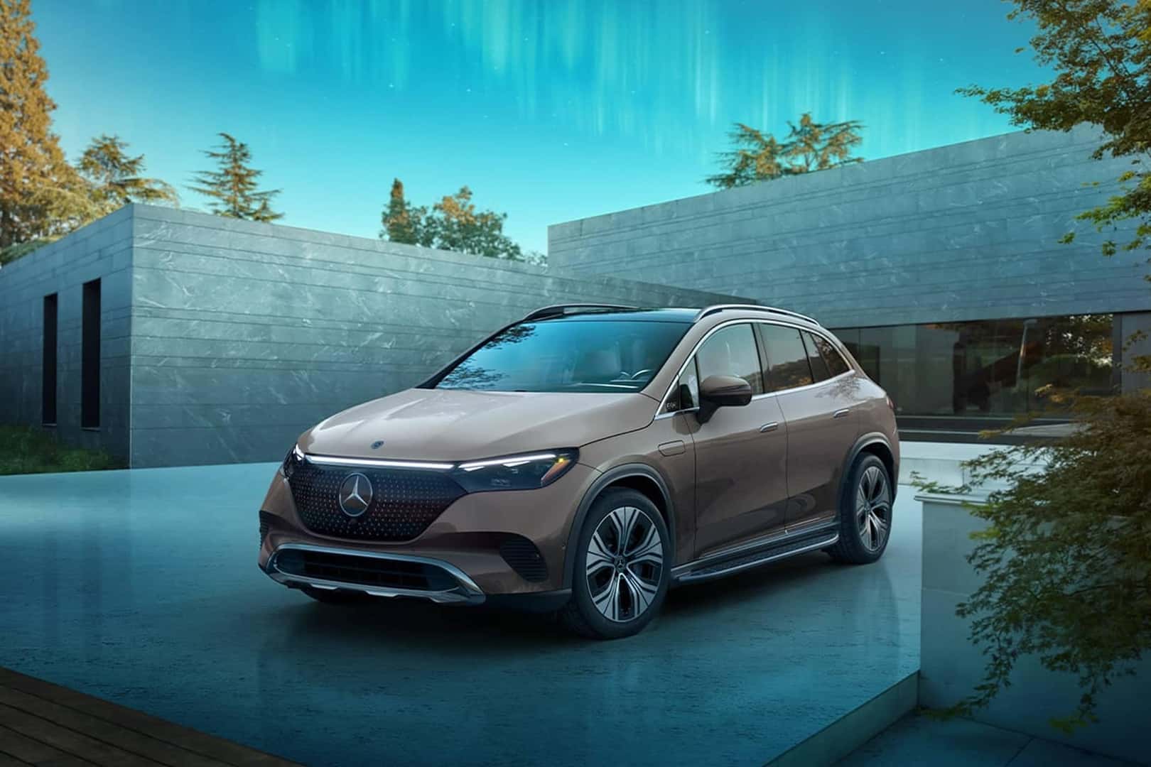 2027 eqe suv parked in front of home