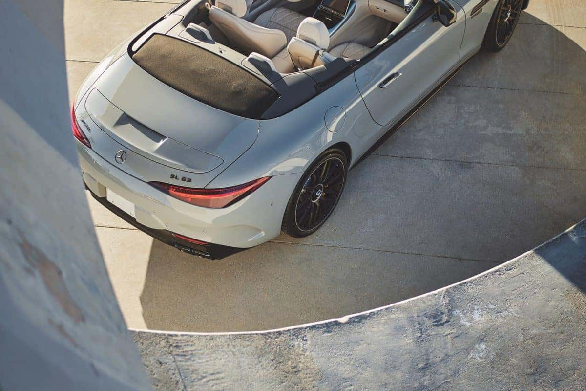 Mercedes-AMG SL roadster with the top down