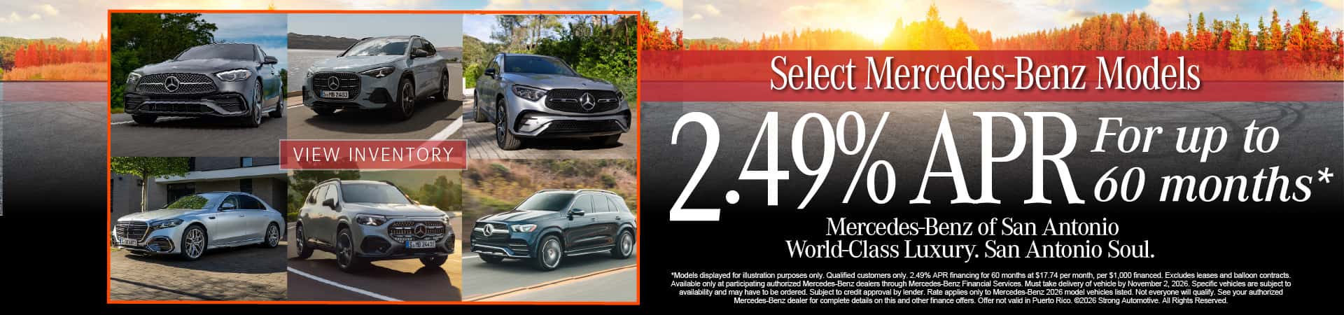 Select Mercedes-Benz Models 2.49% APR for up to 60 months*