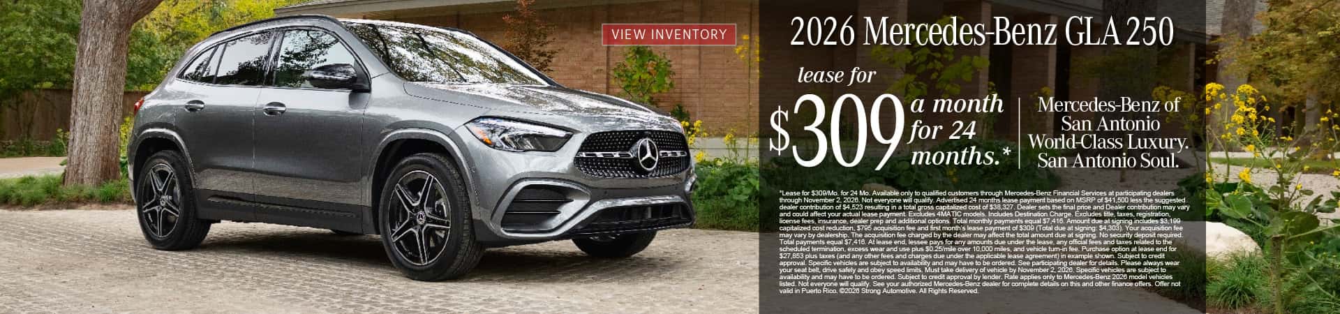 2026 Mercedes-Benz GLA 250 Lease for $309/month for 24 months*