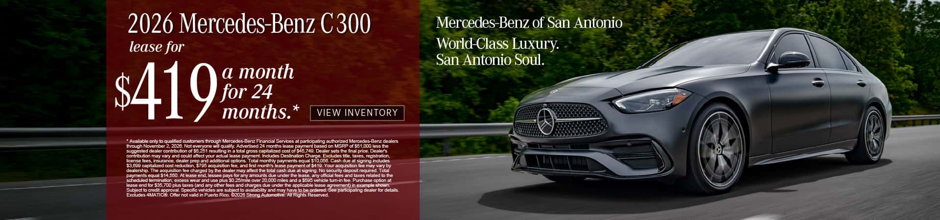 2026 Mercedes-Benz C 300 Lease for $419/month for 24 months (3)