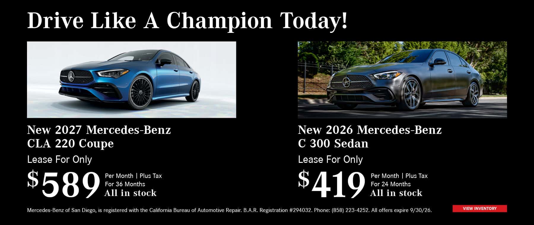 CLA 220 and C 300 Offer