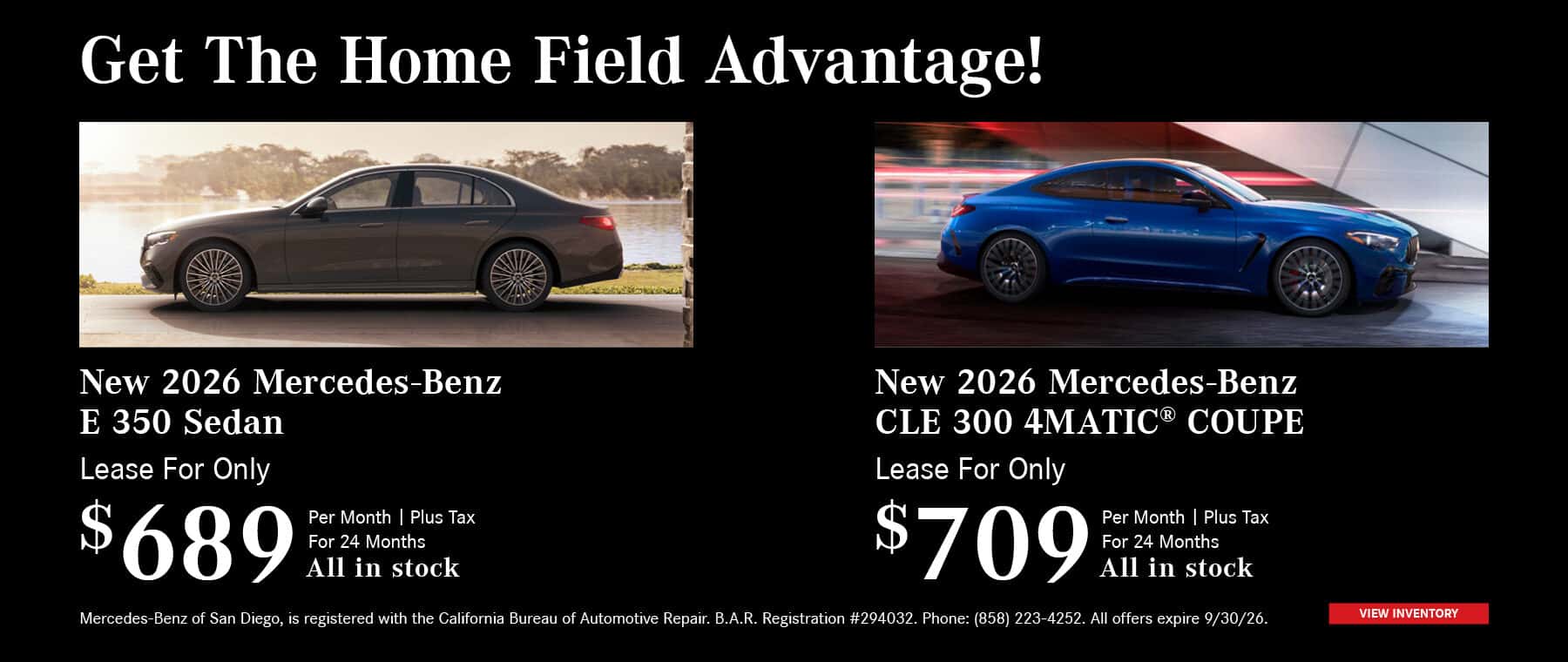 E 250 and CLE 300 Offer