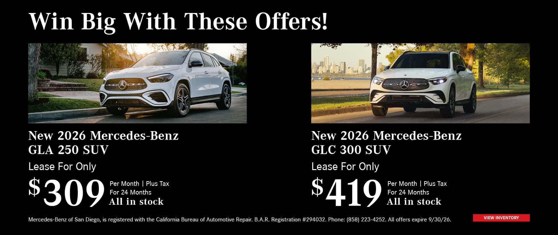 GLA 250 and GLC 300 Offer