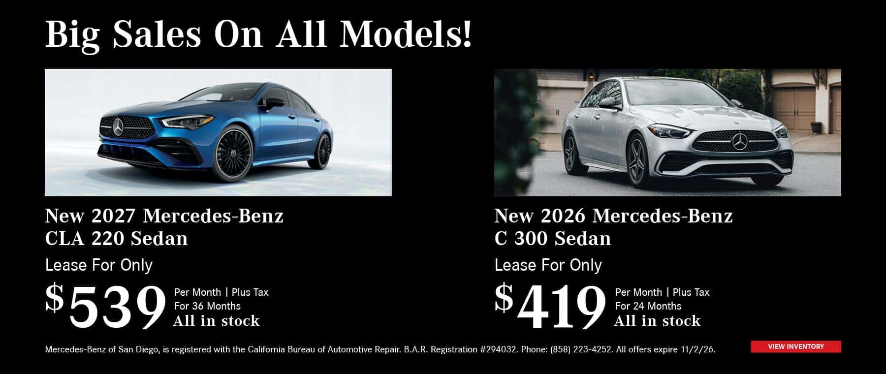 CLA 220 and C 300 Offers