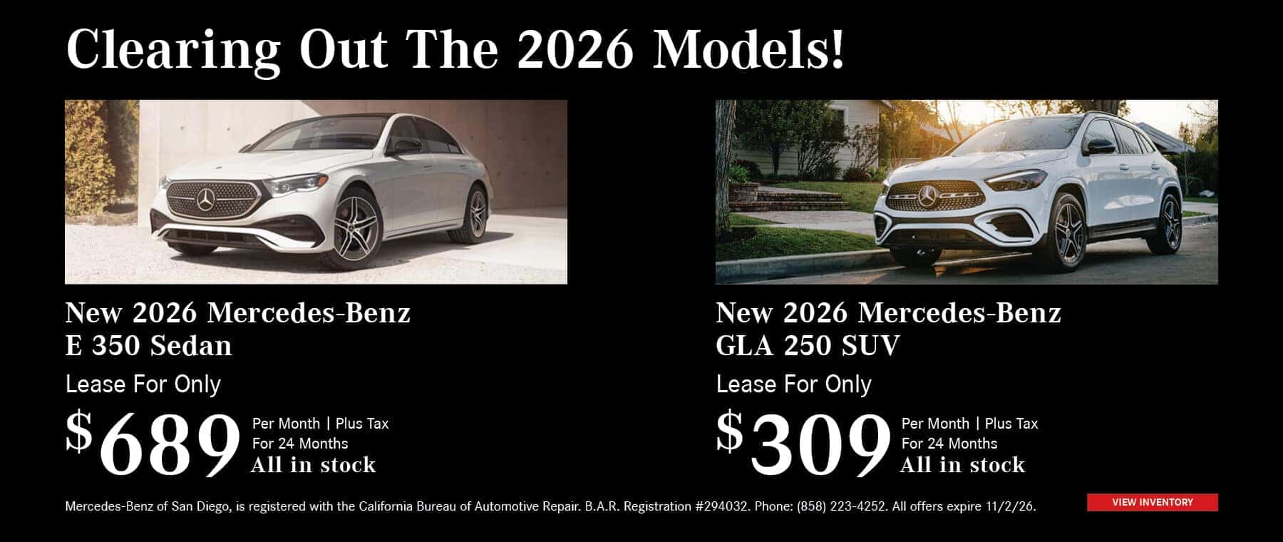 E 350 and GLA 250 Offers