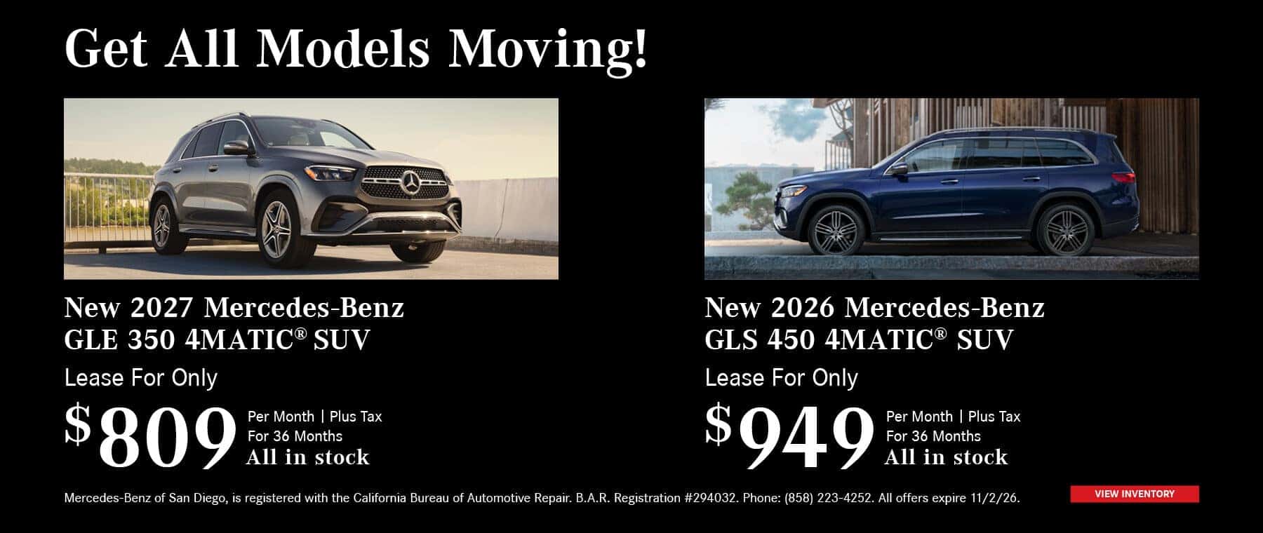 GLE 350 and GLS 450 Offers