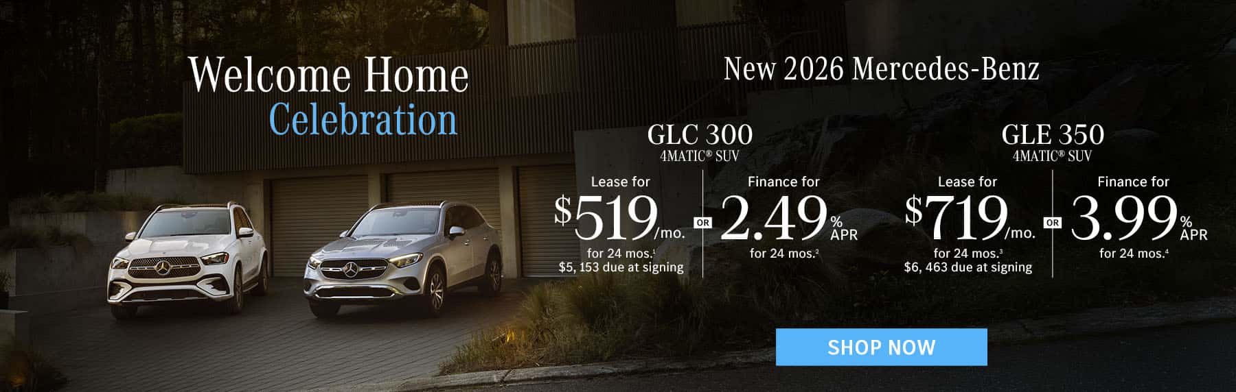 2026 GLC 300 4MATIC SUV and GLE 350 4MATIC SUV lease offers