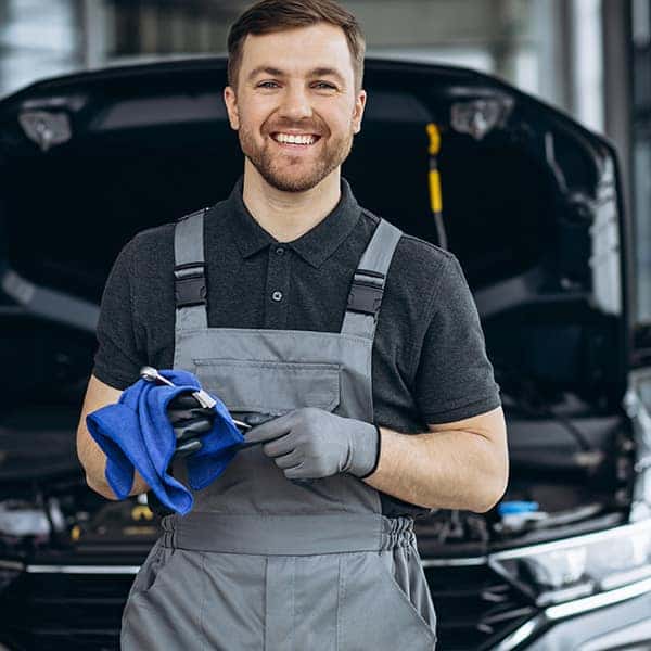 service man smiling