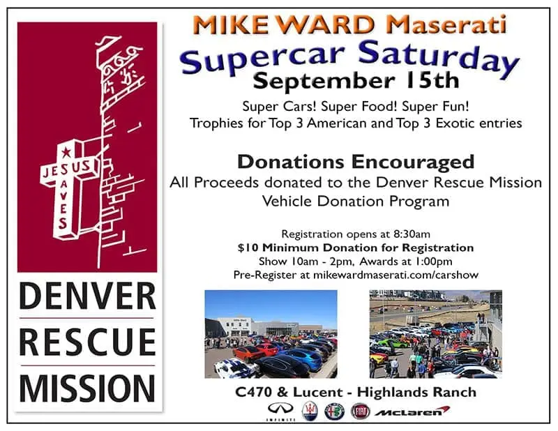 SuperCar Saturday Car Show held at Mike Ward Maserati near Denver