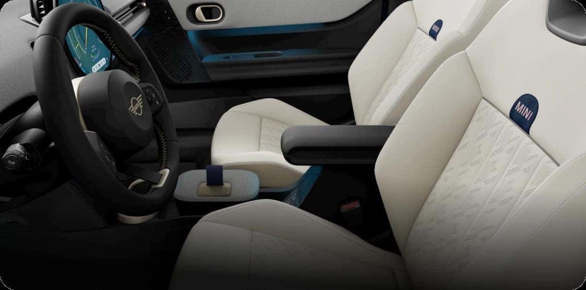 cream interior in a mini cooper convertible.